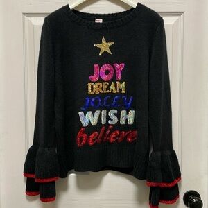 HOLIDAY TIME |Sequins|Sparkles| Bell Cuff |Long Sleeve| Christmas Sweater|Size M